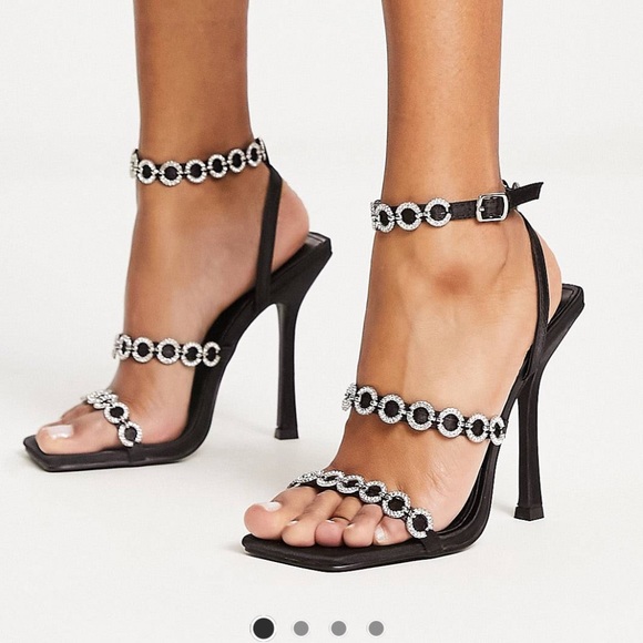 Black & Rhinestone Heels - Picture 1 of 2